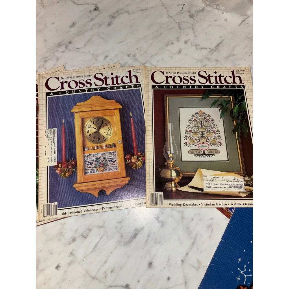 Vintage Garfield Cross Stitch Book & Cross Stitch CountryCrafts Magazine Lot 7pc
